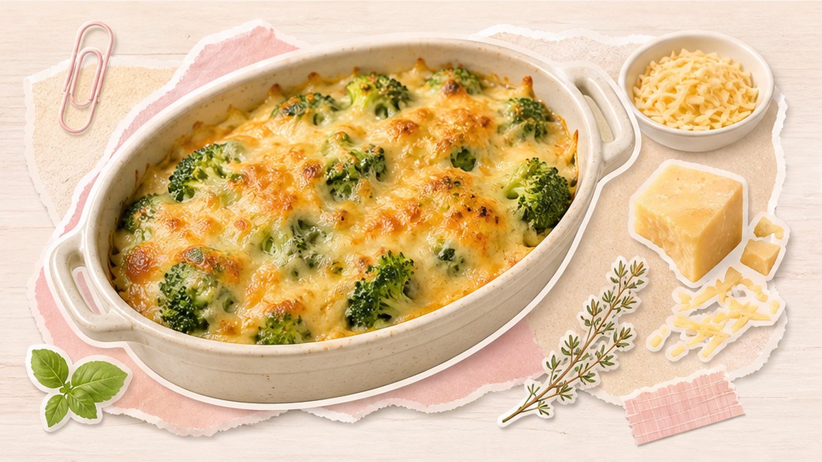Запеканка из брокколи под золотистой сырной корочкой