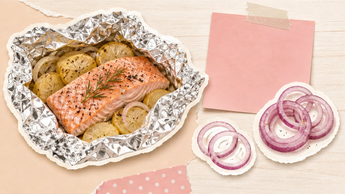 Стикеры запечённой форели с картофелем в фольге