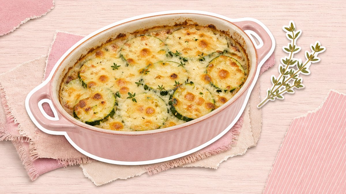 Стикеры кабачкового гратена с сыром в форме для запекания
