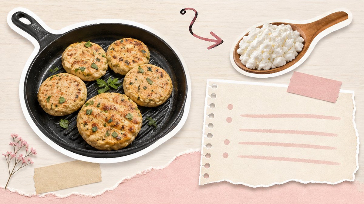 Стикеры куриных котлет-лайт с творогом на сковороде