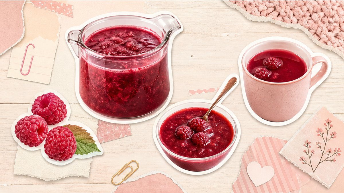 Стикеры компота из малины в кастрюле