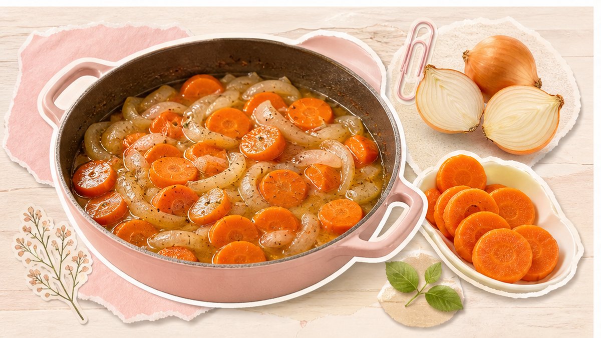 Стикеры тушёной моркови с луком на сковороде