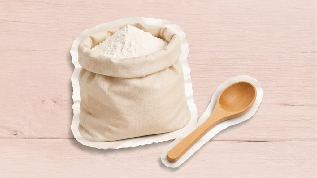 Как приготовить из муки – стикеры муки, блинов, лепёшек и соуса на кремово-розовой поверхности