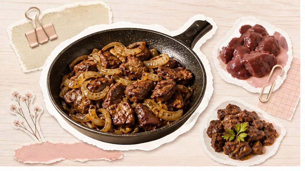 Как приготовить из печени – стикеры куриной и говяжьей печени, сковороды с луком и сметаной на кремовой поверхности