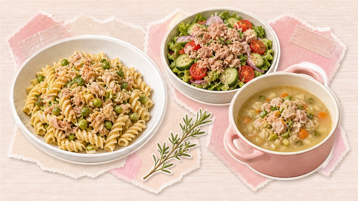 Стикеры пасты, салата и супа с тунцом