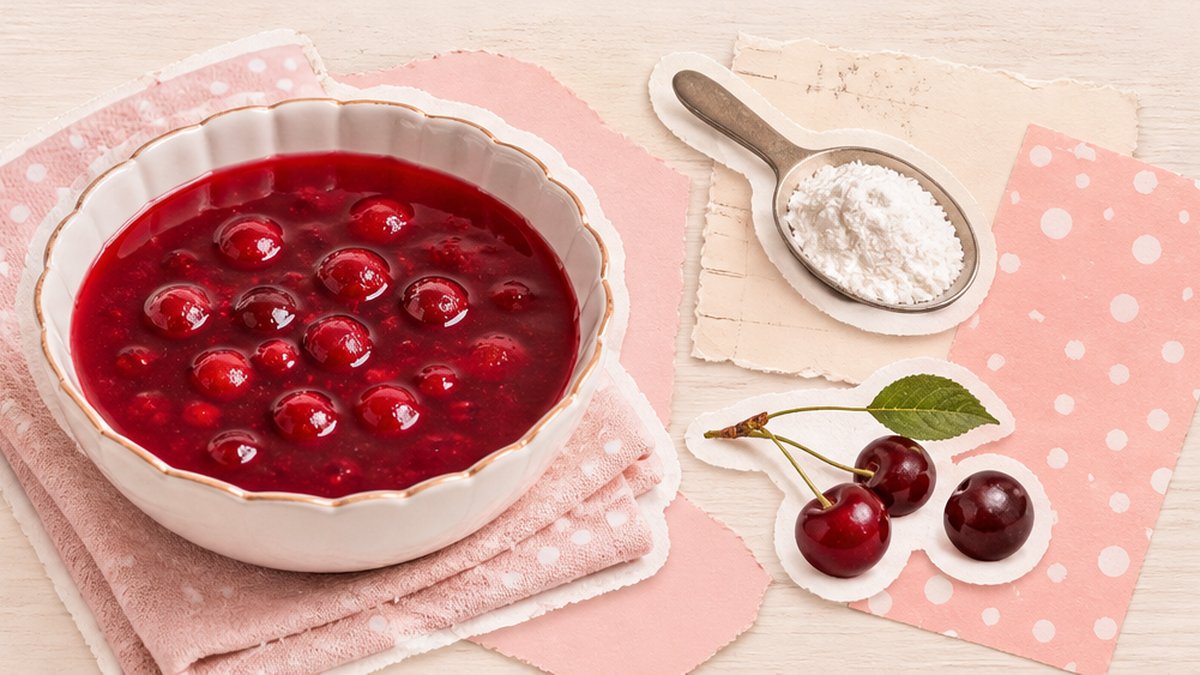 Стикеры киселя из вишни и крахмала
