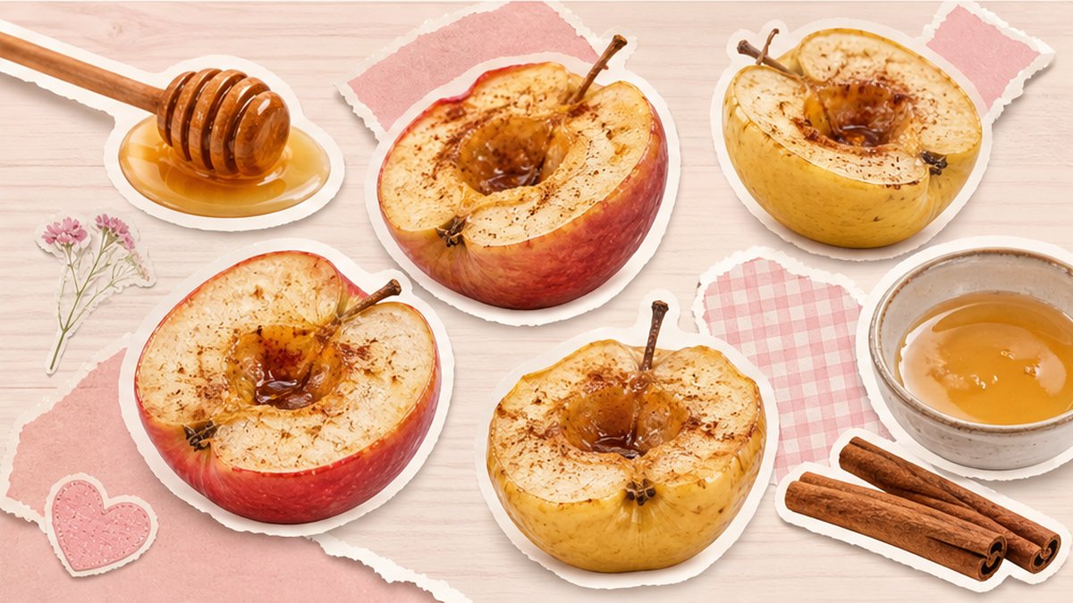 Стикеры запечённых яблок с корицей и мёдом