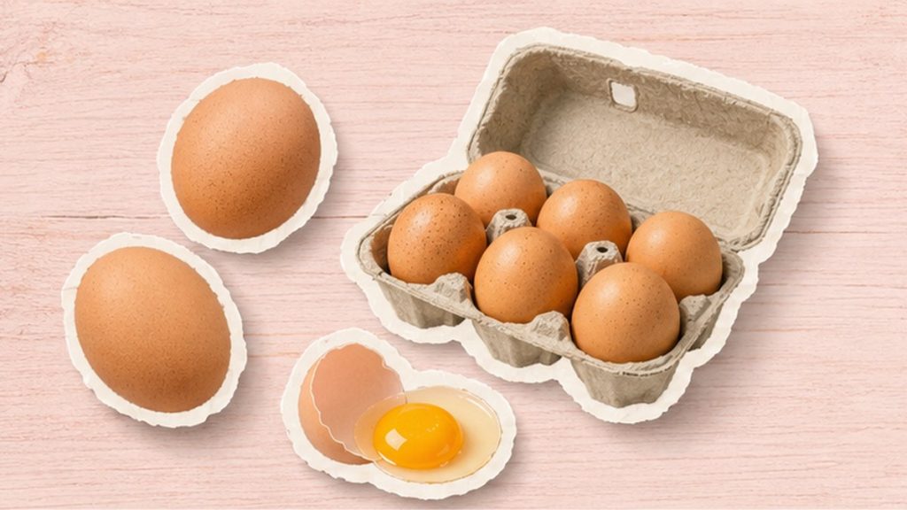 Как приготовить из яиц – стикеры яиц, омлета, молока и хлеба на кремово-розовой поверхности