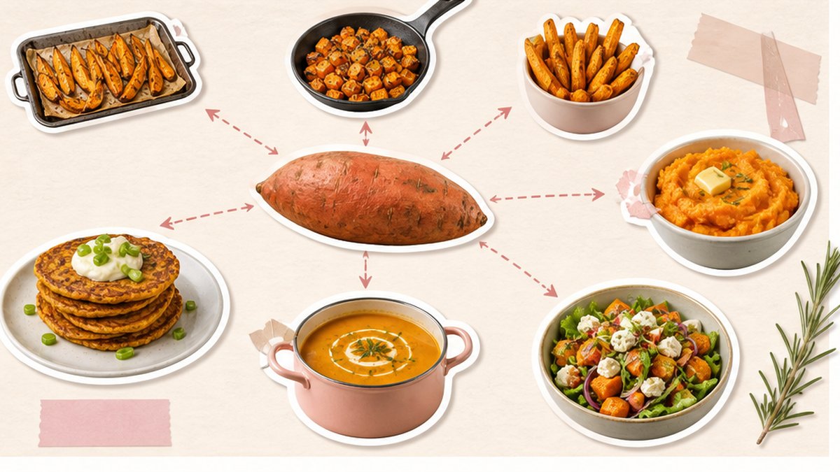 Стикеры батата с духовкой, сковородой, фри и супом