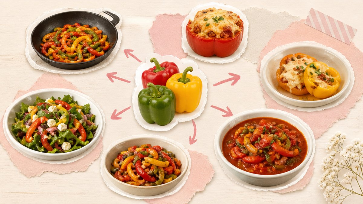 Стикеры соте, фарша, тушения и салата из болгарского перца