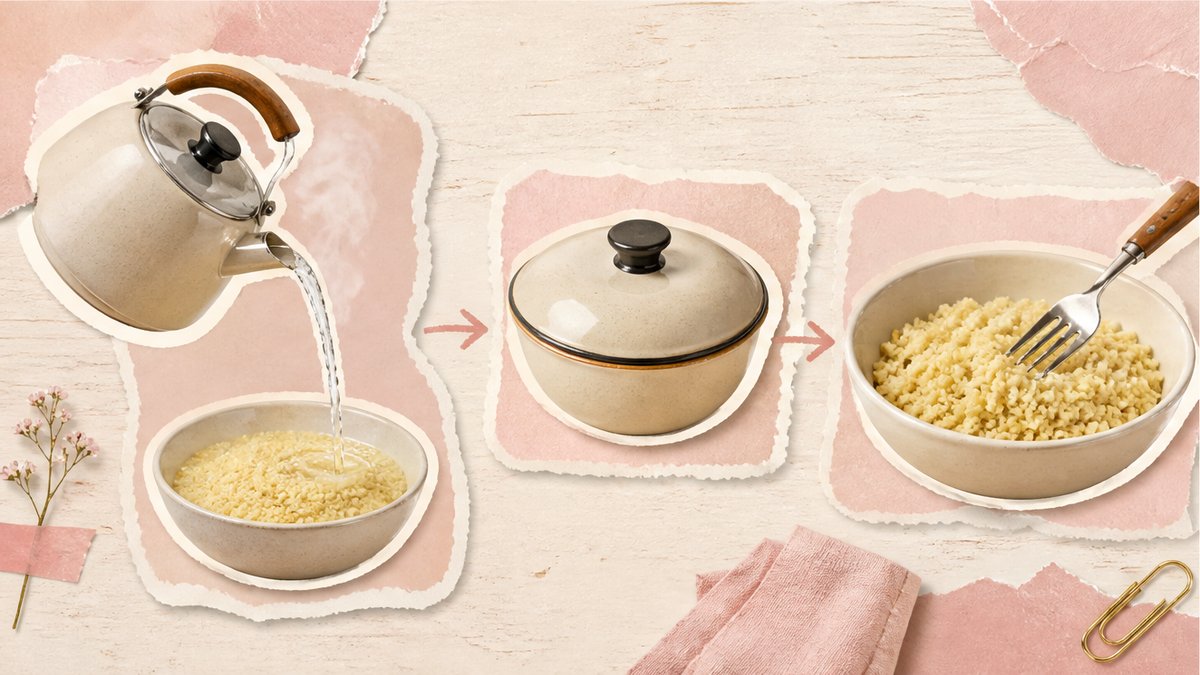 Стикеры кипятка, крышки и вилки для рассыпчатого кускуса
