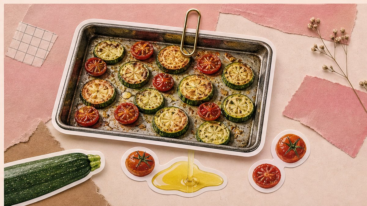Стикеры противня с кружками цукини из духовки