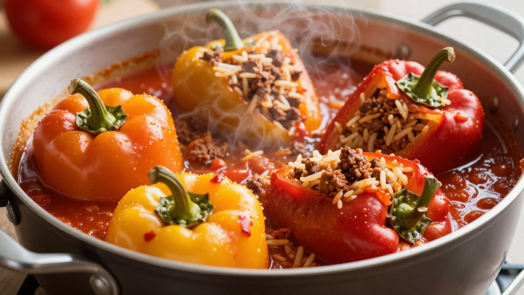 Фаршированные перцы с фаршем и рисом