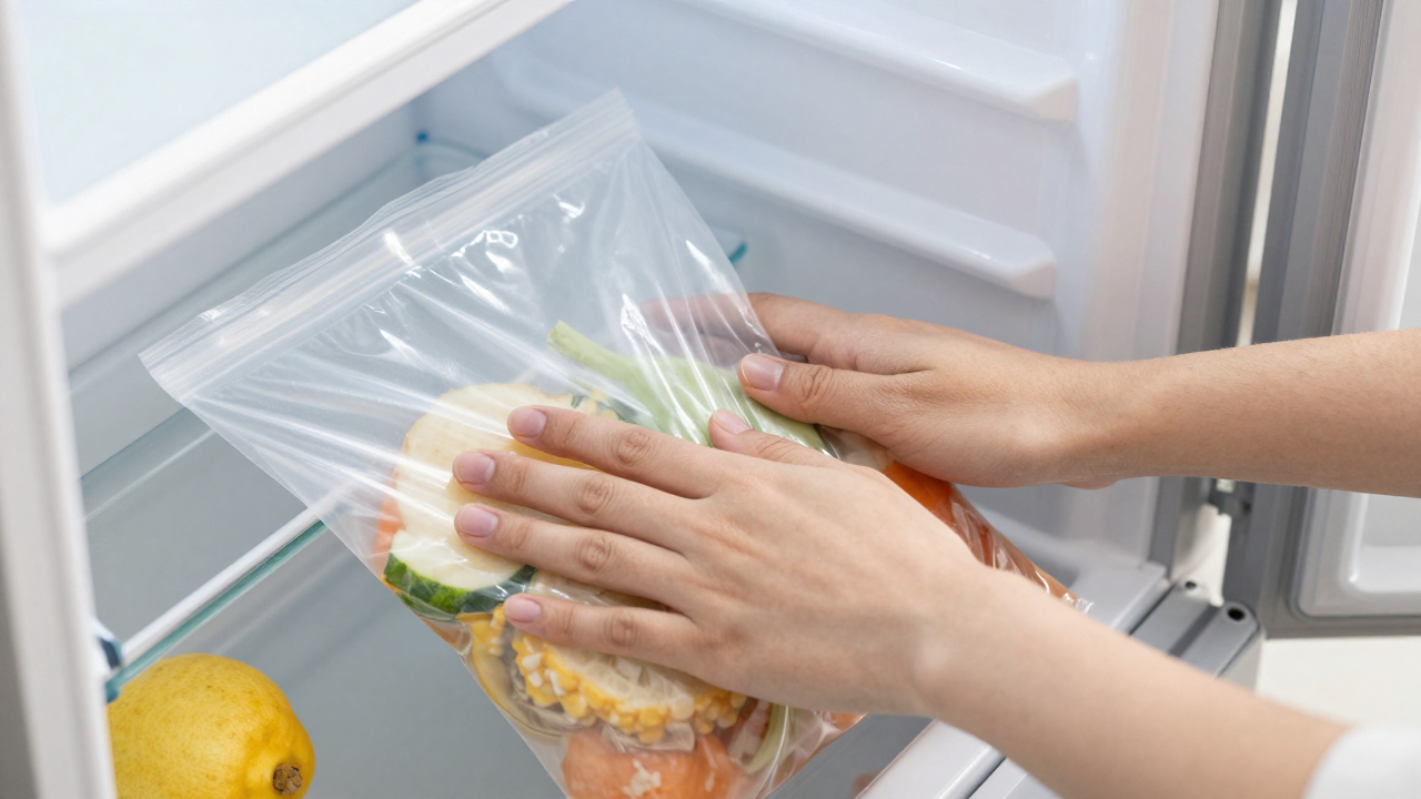 Вытеснение воздуха из пакета перед заморозкой продуктов