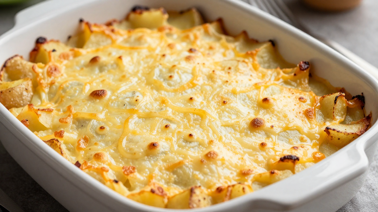Картофельная запеканка с румяной сырной корочкой в форме